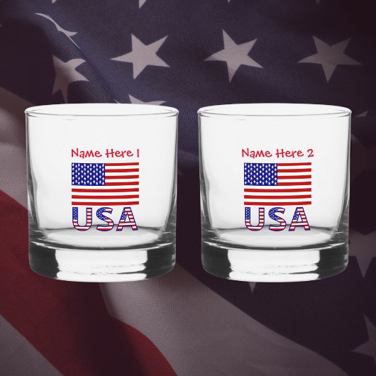 USA United Staaten America Flag Red Personalize Whiskyglas