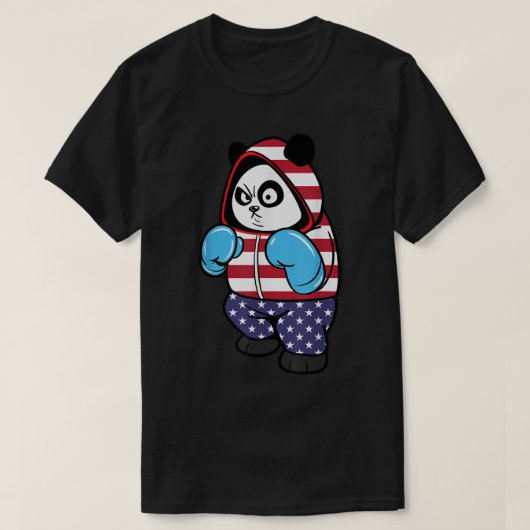 USA United Staaten Boxing Panda Bear T-Shirt (Design vorne)