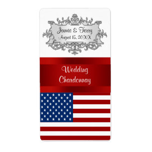 USA United Staaten Flag Event Party Wine Label