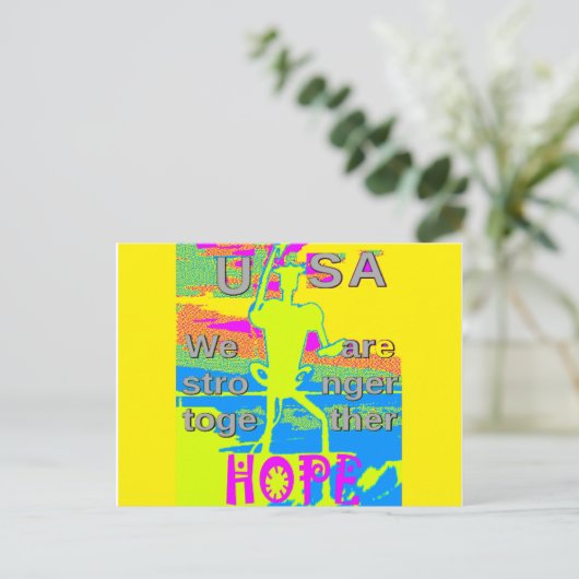 USA Unity Design: Hoffnung und Stärke Postkarte (Stehend Vorderseite)