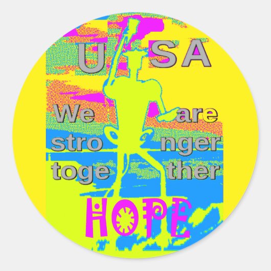 USA Unity Design: Hoffnung und Stärke Runder Aufkleber (Vorderseite)