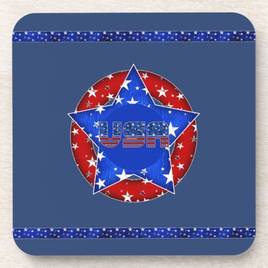 USA Untersetzer Red, White, Blue, Stars (Vorderseite)