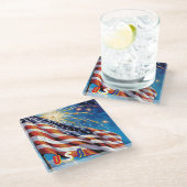 USA - Untersetzer von Flaggenglas (Schrägansicht)