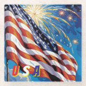 USA - Untersetzer von Flaggenglas (Vorderseite)