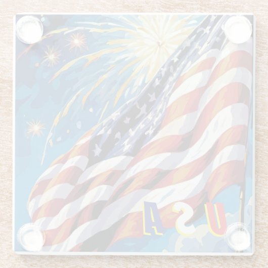 USA - Untersetzer von Flaggenglas (Rückseite)