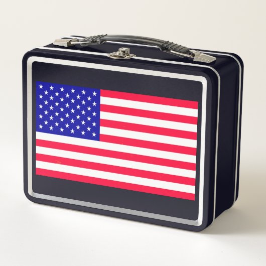 USA US-Flagge Black Lunch Boxes Metall Brotdose (Vorderseite)