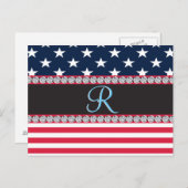 USA US Flagge Diamond Monogram Postkarte (Vorne/Hinten)