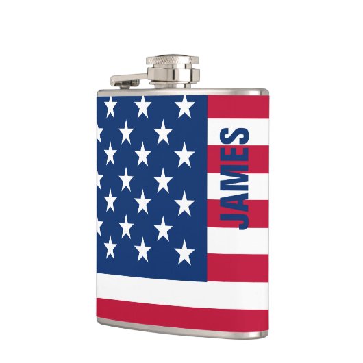 USA - US Flagge unter amerikanischer Flagge Flachmann (Links)