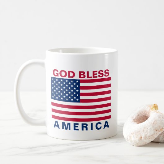 USA - US Flagge unter amerikanischer Flagge Kaffeetasse (Mit Donut)