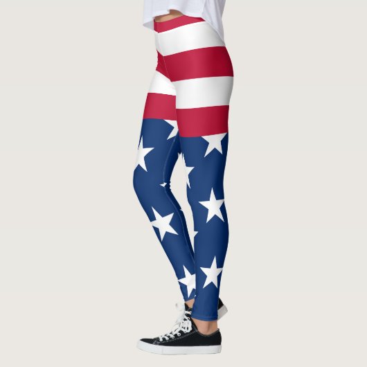 USA - US Flagge unter amerikanischer Flagge Leggings (Links)