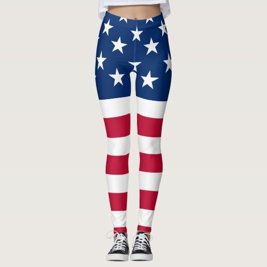USA - US Flagge unter amerikanischer Flagge Leggings (Vorderseite)