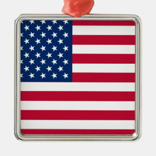 USA - US Flagge unter amerikanischer Flagge Ornament Aus Metall