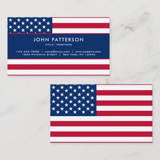 USA - US Flagge unter amerikanischer Flagge Visitenkarte (Vorne/Hinten)