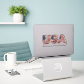 USA - USA - Flagge - Patriotik Aufkleber (Laptop auf Schreibtisch)