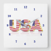 USA - USA - Flagge - Patriotik Quadratische Wanduhr (Vorderseite)