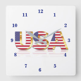 USA - USA - Flagge - Patriotik Quadratische Wanduhr