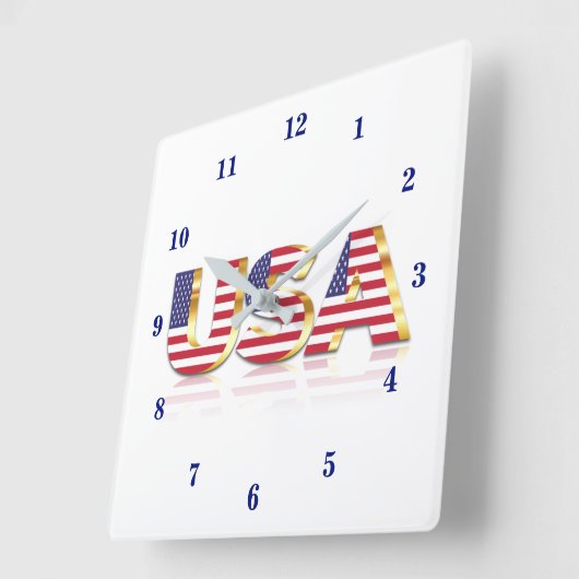 USA - USA - Flagge - Patriotik Quadratische Wanduhr (Winkel)