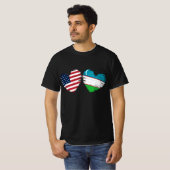 USA Usbekistan Flaggenstaat Herz Usbekisch T-Shirt (Vorne ganz)