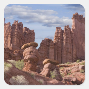 USA, Utah. Aussicht auf Fisher Towers. Guthaben wi Quadratischer Aufkleber
