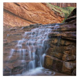 USA, Utah, Escalante-Wildernessgebiet. Wasserfall Fliese