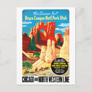 USA Utah Vintage Reiseposter Restauriert Postkarte