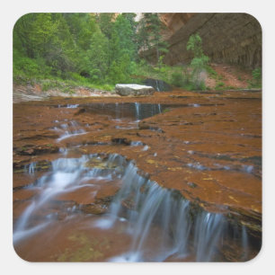 USA, Utah, Zion National Park. Landschaftlich Quadratischer Aufkleber