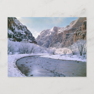 USA, Utah, Zion NP Der neue Schnee bedeckt die Sch Postkarte