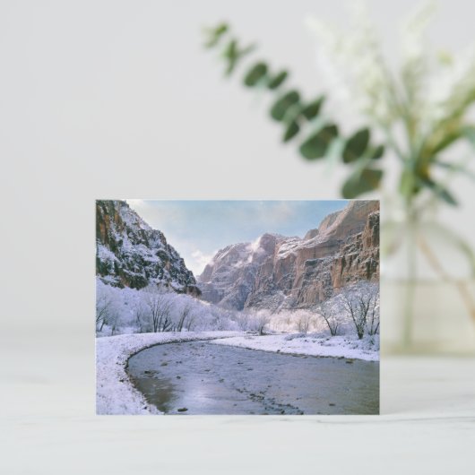 USA, Utah, Zion NP Der neue Schnee bedeckt die Sch Postkarte (Stehend Vorderseite)