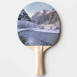 USA, Utah, Zion NP. Neuer Schnee bedeckt den Canyo Tischtennis Schläger