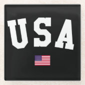 USA varsity letters American Flag Gym Sports Glasuntersetzer (Vorderseite)