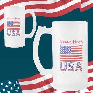 USA Vereinigte Staaten Amerika Flagge Rot Personal Mattglas Bierglas