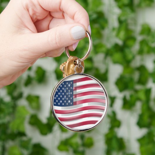 USA vereint Streifen und Sterne in kühnem Design Schlüsselanhänger (Hand)