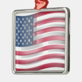 USA vereint Streifen und Sterne in kühnem Design Silbernes Ornament (Links)