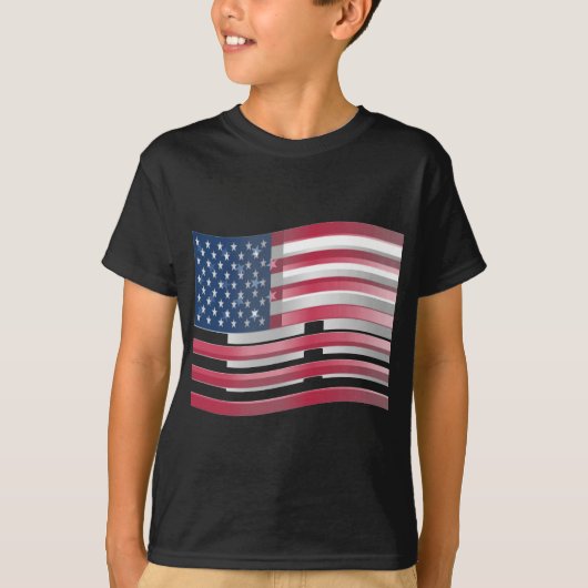 USA vereint Streifen und Sterne in kühnem Design T-Shirt (Vorderseite)
