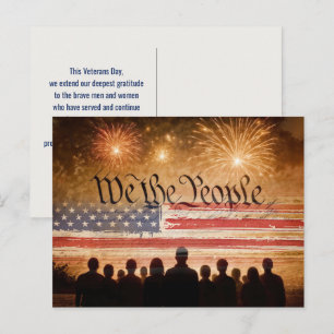 USA-Verfassung mit Flagge Veteranentag Postkarte