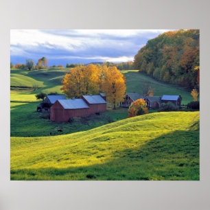 USA, Vermont, Jenne Farm. Grüne Hügel Poster