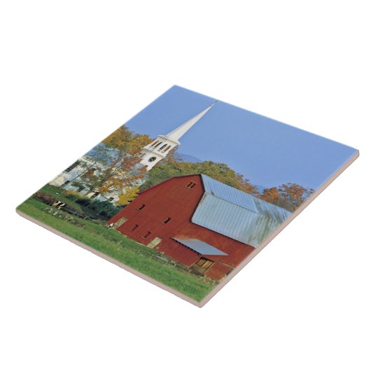 USA, Vermont, Peacham. Eine rote Scheune und ein Fliese (Seite)