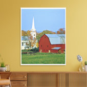 USA, Vermont, Peacham. Eine rote Scheune und weiß Leinwanddruck (Insitu (Wohnzimmer))