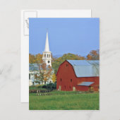 USA, Vermont, Peacham. Eine rote Scheune und weiß Postkarte (Vorne/Hinten)