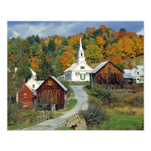 USA, Vermont, Waits River. Herbstblätterung Fotodruck (Vorne)