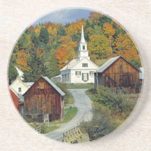 USA, Vermont, Waits River. Herbstlaub ergänzt Sandstein Untersetzer