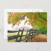 USA, Vermont. Zaun unter Laub. Postkarte (Vorne/Hinten)