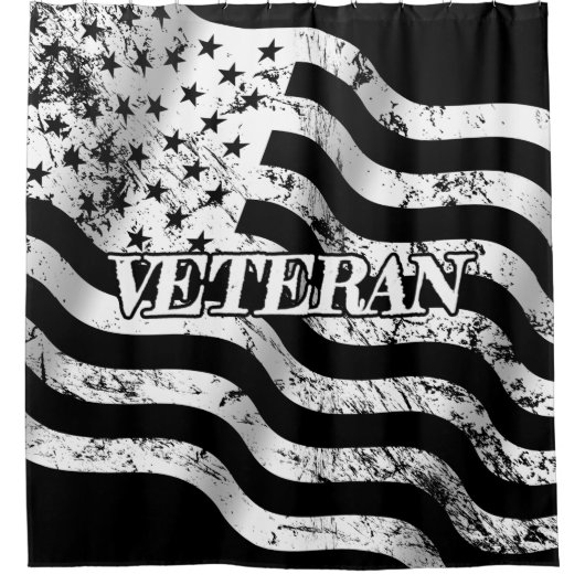 USA Veteran - weiß Vintag Duschvorhang (Vorderseite)