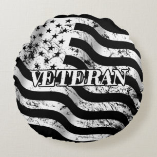 USA Veteran - weißer Vintage-Stil Rundes Kissen