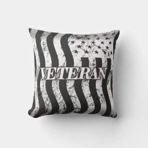 USA Veteran - weißes vintage vertikales Design Kissen