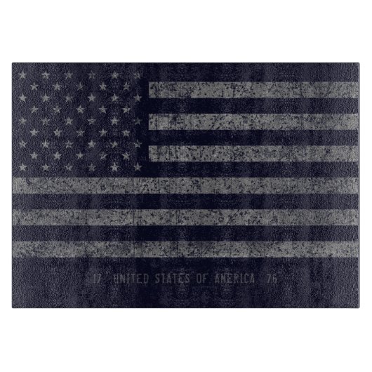 USA Vintag Blue Grunge American Flag Schneidebrett (Vorderseite)