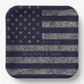 USA Vintag Dark Blue Grunge American Flag Pappteller (Vorderseite)