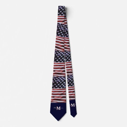 USA Vintag-Flag Patriotic July4th Custom Monogram Krawatte (Vorderseite)