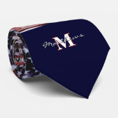 USA Vintag-Flag Patriotic July4th Custom Monogram Krawatte (Gerollt)