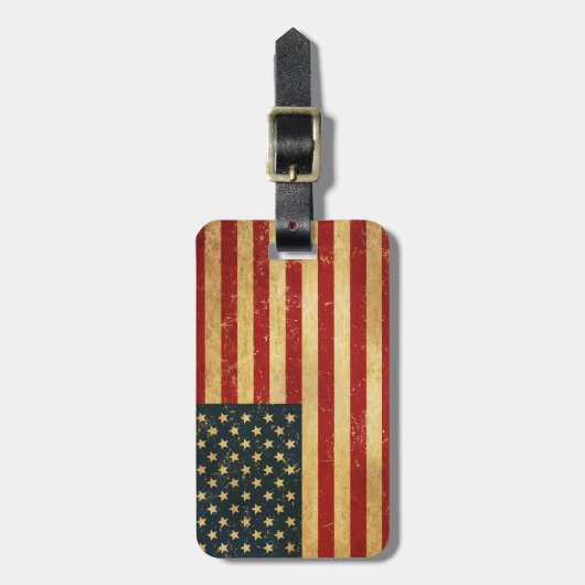 USA Vintag Grunge Flag Gepäckanhänger (Vorderseite vertikal)